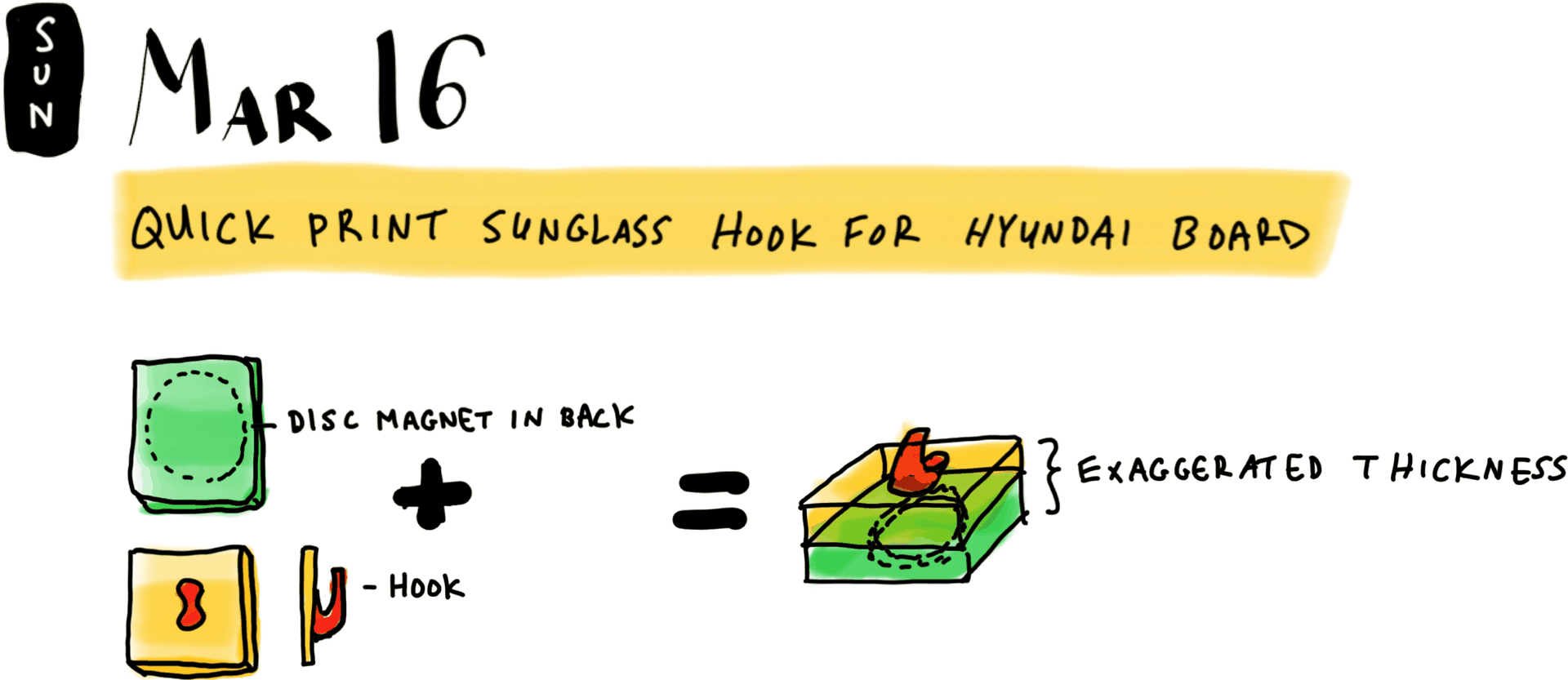 Quick print sunglass hook for Hyundai board