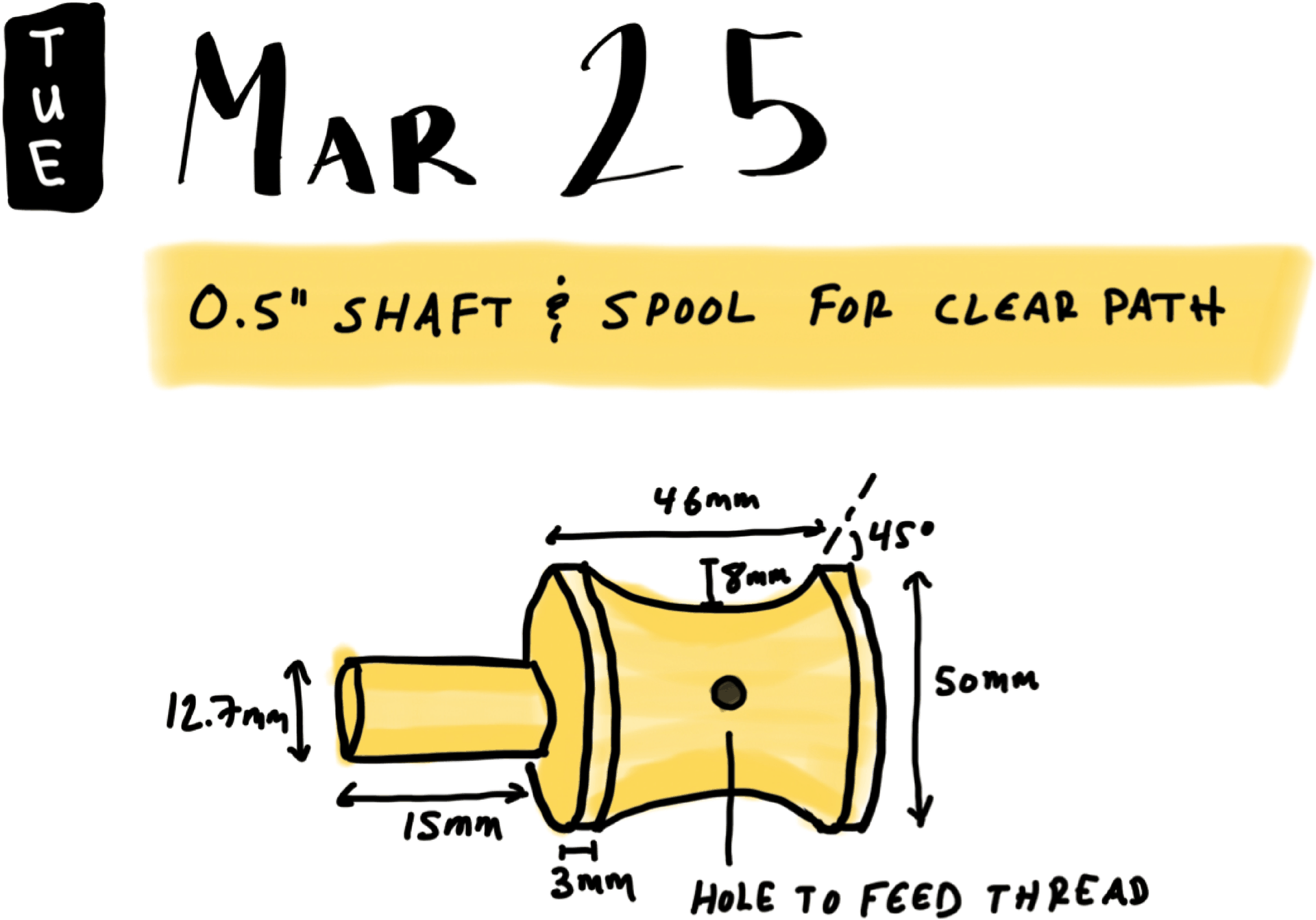 0.5" shaft & spool for clear path