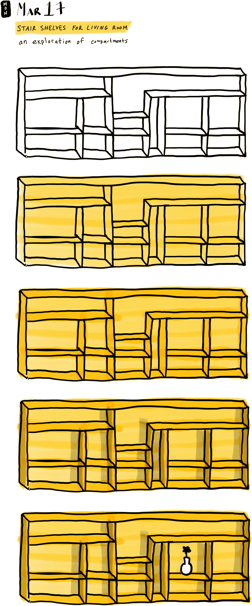 Stair shelves for living room