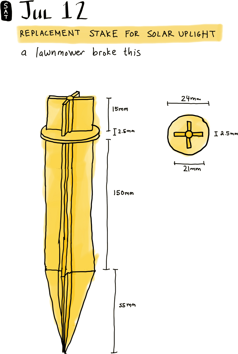 Replacement stake for solar uplight
