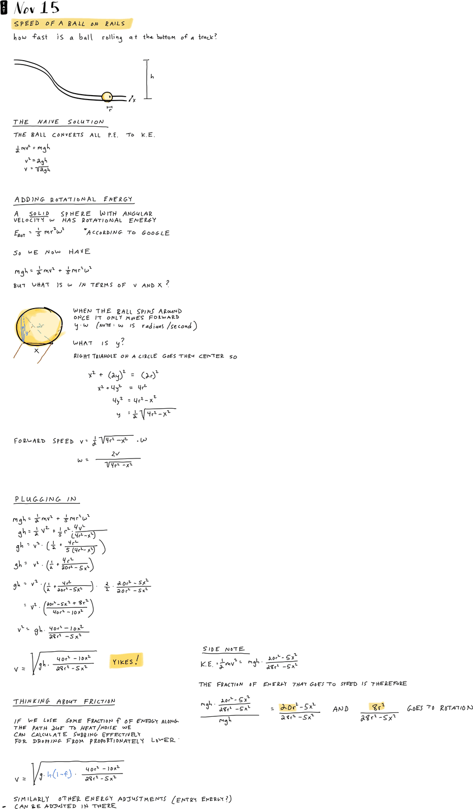 Speed of a ball on rails